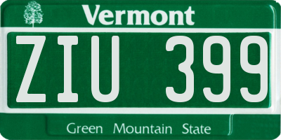 VT license plate ZIU399