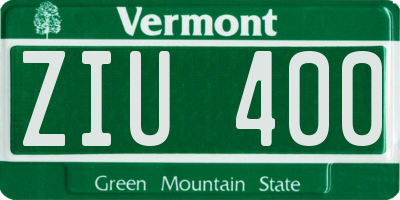 VT license plate ZIU400