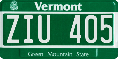 VT license plate ZIU405
