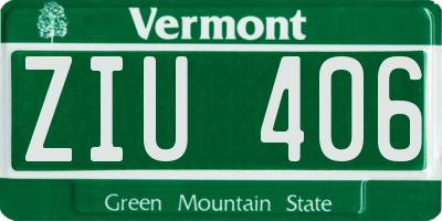 VT license plate ZIU406