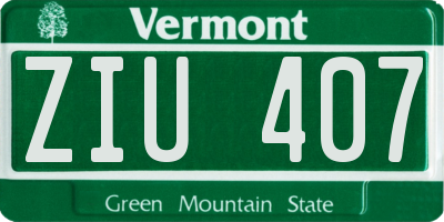 VT license plate ZIU407
