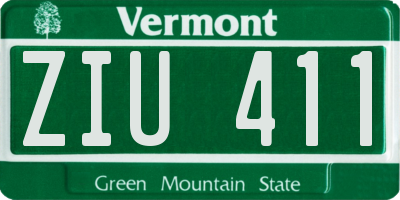VT license plate ZIU411