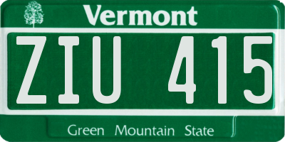 VT license plate ZIU415