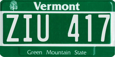 VT license plate ZIU417