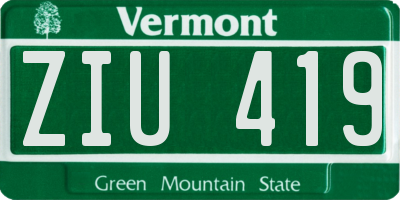VT license plate ZIU419