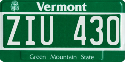 VT license plate ZIU430