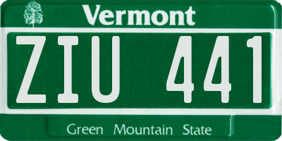 VT license plate ZIU441