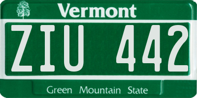 VT license plate ZIU442