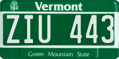 VT license plate ZIU443