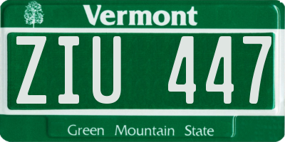 VT license plate ZIU447