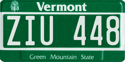 VT license plate ZIU448