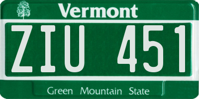 VT license plate ZIU451