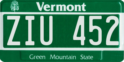 VT license plate ZIU452