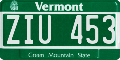 VT license plate ZIU453