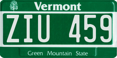 VT license plate ZIU459