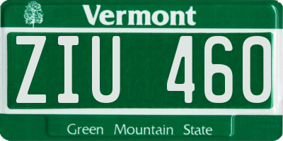 VT license plate ZIU460