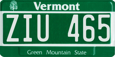 VT license plate ZIU465