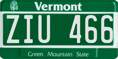 VT license plate ZIU466