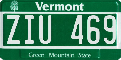 VT license plate ZIU469
