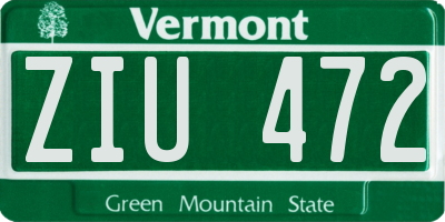 VT license plate ZIU472