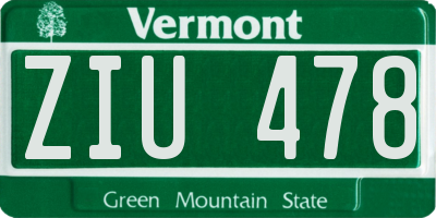 VT license plate ZIU478