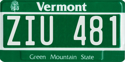 VT license plate ZIU481