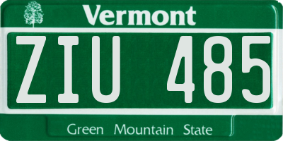 VT license plate ZIU485