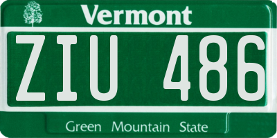 VT license plate ZIU486