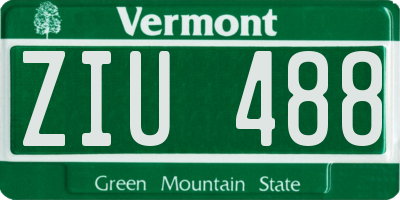 VT license plate ZIU488