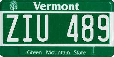 VT license plate ZIU489