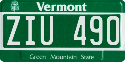 VT license plate ZIU490