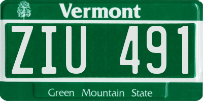 VT license plate ZIU491