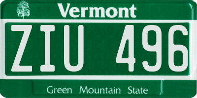 VT license plate ZIU496