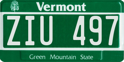 VT license plate ZIU497