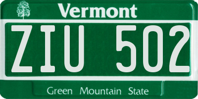 VT license plate ZIU502