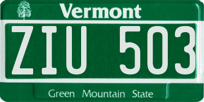 VT license plate ZIU503