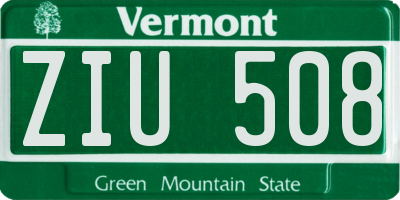 VT license plate ZIU508