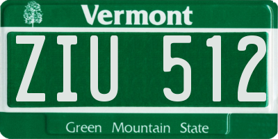VT license plate ZIU512