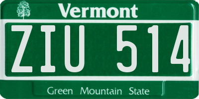 VT license plate ZIU514