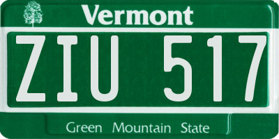 VT license plate ZIU517