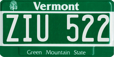 VT license plate ZIU522