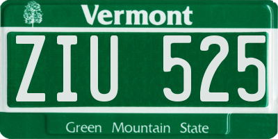 VT license plate ZIU525