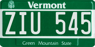 VT license plate ZIU545