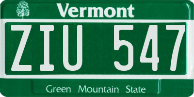 VT license plate ZIU547