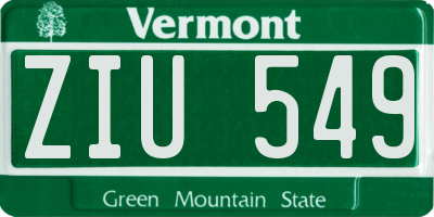VT license plate ZIU549