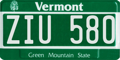 VT license plate ZIU580