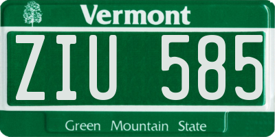 VT license plate ZIU585