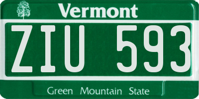 VT license plate ZIU593