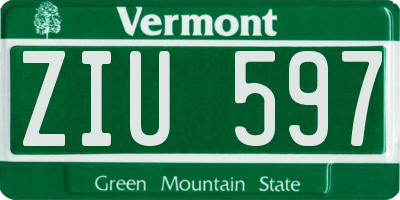 VT license plate ZIU597
