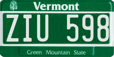 VT license plate ZIU598